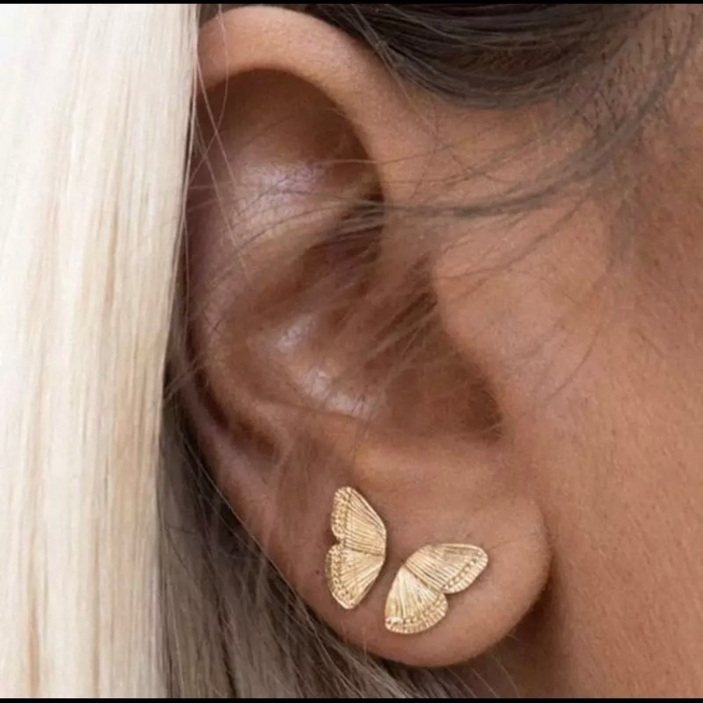 Double piercing butterfly earrings